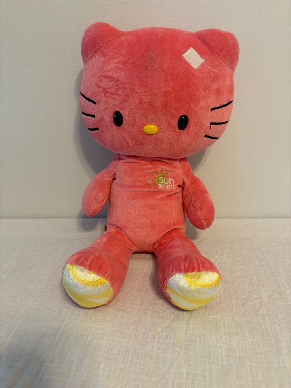 BUILD A BEAR HELLO KITTY CORAL SUNSHINE TEDDY 18" STUFFED HK RETIRED PLUSH